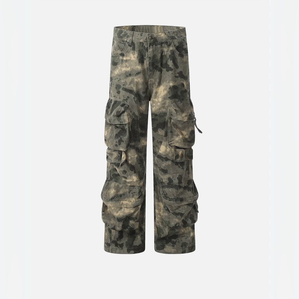 AELFRIC EDEN 3D MULTI POCKET CAMOUFLAGE CARGO PANTS NWT
